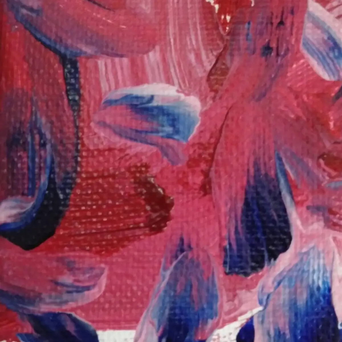 Burgundy, pink, indigo and white abstract painting by Keisha Nurridin.